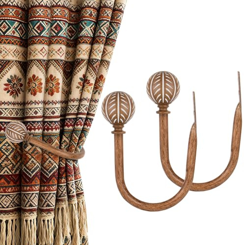 KAMANINA Wood Curtain Holdbacks 2pcs Small