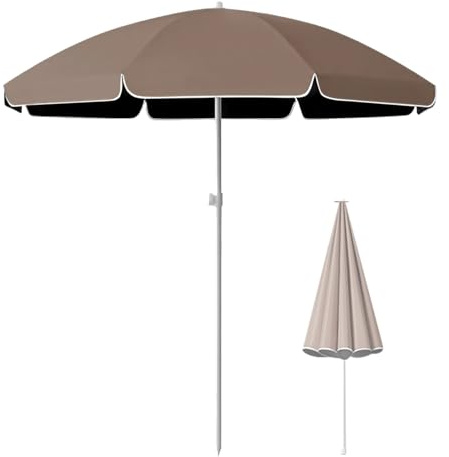 Verstellbarer Strandschirm, 1,8 m, runder Sonnenschutz für Pool, Garten, Picknick, Camping, tragbar, UV50+ Schutz, Sonnenschirm, leicht und einfach zu tragen