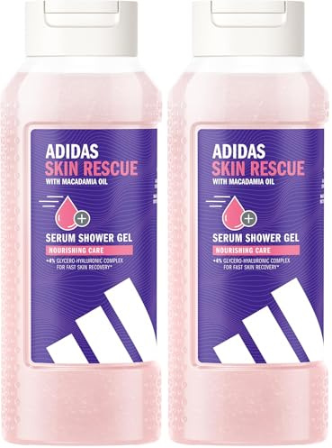 adidas Active Skin & Mind Skin Rescue Duschgel für Frauen, feuchtigkeitsspendende Körperpflege für schnelle Hautregeneration, 250ml (Packung mit 2)