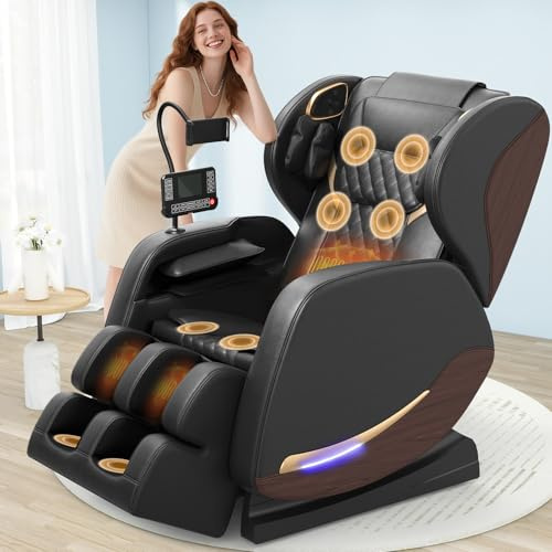 Sillón de Masaje,14 Rodillos de Masaje,Calefacción Lumbar para Cine en Casa | Masaje de pies, 8 Bolsas de Aire,Altavoz Bluetooth,Controlador de Pantalla Táctil,Sillón Reclinable de Gravedad Cero