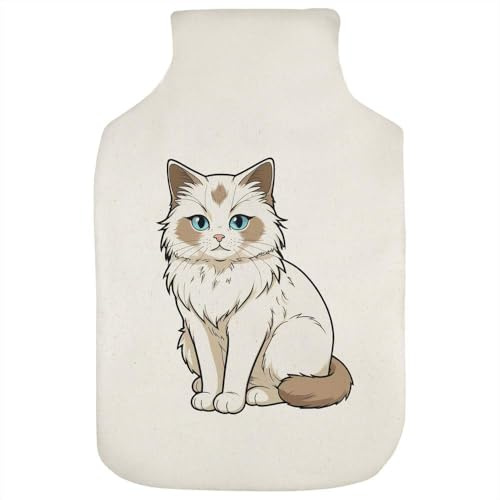 Azeeda 'Cartoon Ragdoll Cat' Hot Water Bottle Cover (HW00047955) | Soft Fabric Case for Bedtime, Winter Warmth, Home and Gifts