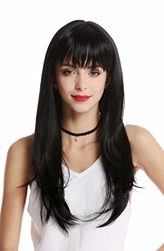 WIG ME UP - GF-W2274-1 Perücke Damenperücke tiefschwarz schwarz lang glatt sexy Pony