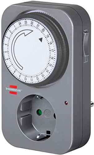 Brennenstuhl Zeitschaltuhr MZ 20, mechanische Timer-Steckdose (Tages-Zeitschaltuhr mit Kindersicherung) Farbe: grau (mechanische Zeitschaltuhr, grau, 5)