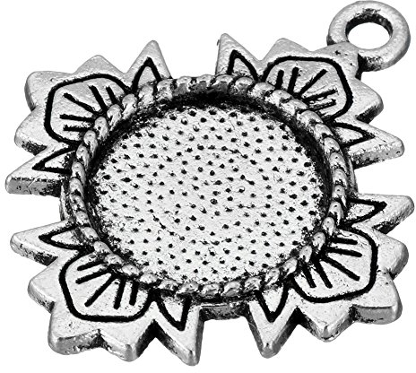 Perlin - 20stk Metall Anhänger Fassungen für 12mm Runde Cabochon-Fassung Rahmen Medaillons M101 x2