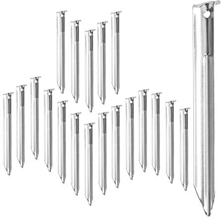 Relaxdays Piquets de Fixation au Sol, Sardines, Lot de 20, avec Trous, Camping, 18 cm de Long, Tente, Acier, argenté