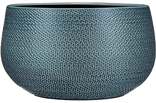 MICA Decorations Pot de Fleurs Gabriel Rond Bleu – Dimensions extérieures – H 25 x Ø 29 cm – Diamètre intérieur 24 cm – Cache-Pot Fait Main – Taille Unique 1018691