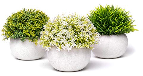 Coradoma Künstliche Pflanzen im Topf 3er Set Wohnzimmer Deko modern | Kunstpflanze Mini Sukkulente Küchendeko Blumen | Kunstblumen Fensterbank Schreibtisch Wanddeko Balkon Büro Schlafzimmer Hochzeit