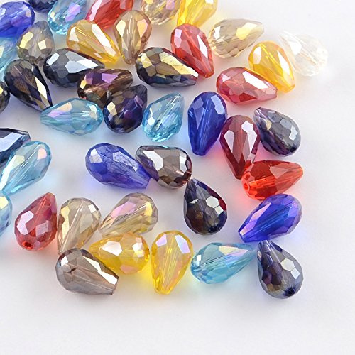 Perlin Glasperlen Tschechische Kristall Perlen Bunt 8mm Tropfen Form Fire-polished Schmuckperlen Kristallschliffperlen Glasschliffperlen 100 Stück