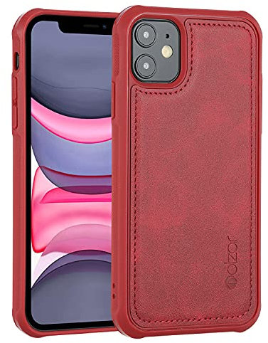 Molzar MAG Series for iPhone 11 Case, Built-in Metal Plate for Magnetic Mount, Works with Qi-certified Chargers, Compatible with iPhone 11, Red