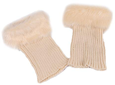 Asudaro Beinstulpen Faux Pelz Bein Wärmer Socken Stiefelstulpe Manschetten Winter Frauen Knit Stiefelsocken Topper Cuff Kniestrümpfe