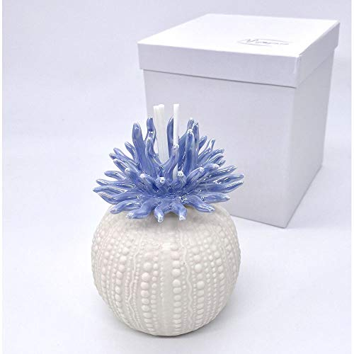 Profumatore CORALLO BLU in porcellana 8x8x12 cm BOMBONIERA | Scatola regalo e bacchette comprese | Ideale per bomboniera | Decorazione casa al mare |