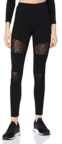 Urban Classics Damen Ladies Flock Lace Inset Leggings, Black, L