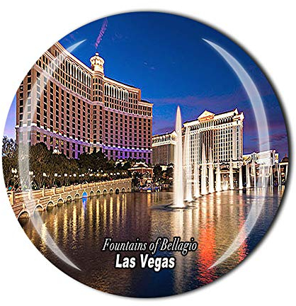 Kühlschrankmagnet, Motiv: Brunnen von Bellagio Las Vegas, USA, Souvenir, Geschenk, Kühlschrank-Magnetaufkleber