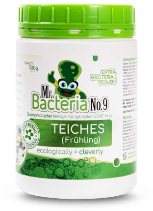 Mr.Bacteria No.9 Gartenteich Reiniger für optimalen Start Ihres Teichklar, Teichpflege, Teichpflegemittel und Wasserklärer zu klar von grünem Wasser im Gartenteich (FRÜHLING) - 1 Stück