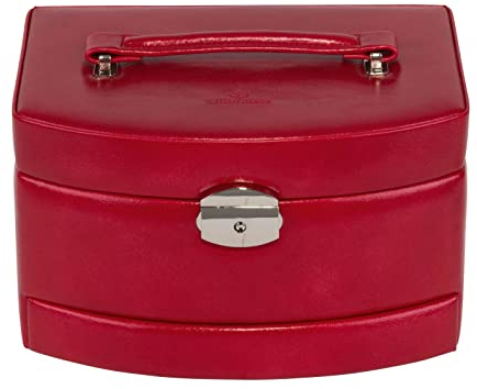 WINDROSE Schmuckkoffer 23 cm - Rot - Modern - Polyurethan - Spiegel - 3 Etagen - 5 Liter - Ratschenverschluss