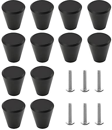 Niaciswe Möbelknöpfe 12 Stück Schrankknöpfe Schwarz mit Schrauben Modern Schubladenknöpfe Türknauf Konisch Schrankknöpfe Kegelform Möbelgriff für Schublade Kleiderschrank Tür Schrank