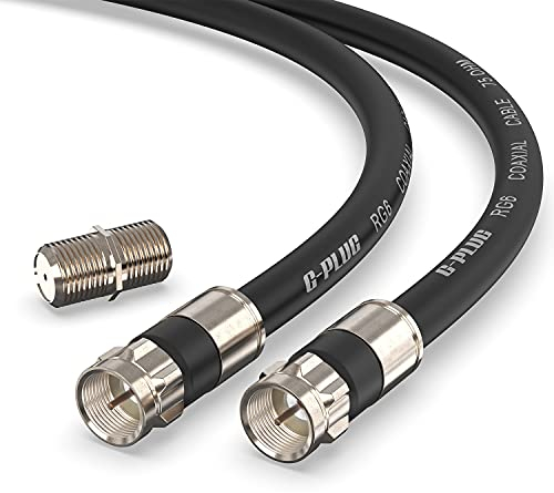 G-PLUG RG6 Set de Conectores para Cable Coaxial TV 10m – Antena TV Digital, Satélite, Internet Banda Ancha - Junta Tórica de Goma Sellada Contra Intemperie y Conectores Antena TV de Compresión Negro
