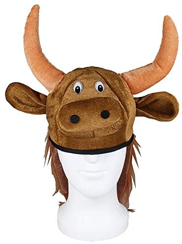 Alsino Tiermütze Lustige Partyhüte Plüsch Hut für Erwachsene Schwein Kuh Stier Elefant Huhn Flamingo Hahn Wolf Pferd, Model wählen :Büffel
