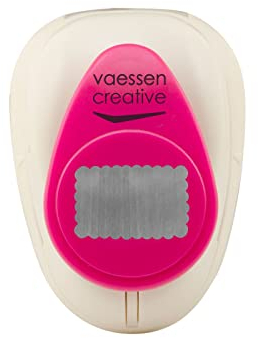 Vaessen Creative Motivstanzer Rechteck Muschel, 2,5 cm, Medium Stanzer, Motivlocher, 1 Stück, bis zu 160 g/m², zum Basteln mit Papier und Scrapbooking, Weiß/Rosa, 1.4 x 2.2 cm