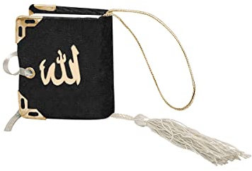 Islamische Auto Rückspiegel Anhänger Kleiner Koran Schutz Innenspiegel Auto Spiegel PKW Arabisch Dekor Geschenk (Schwarz)