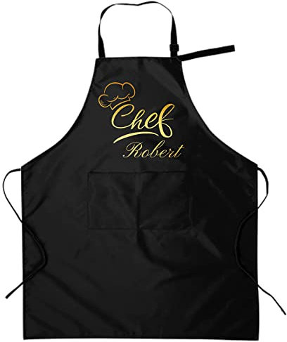Naispanda Delantal Con Peto Ajustable Unisex Con Nombre Personalizado Con 2 Bolsillos Para Cocinar Chef Mujeres Hombres Delantales Para Cocina Restaurante Hornear Barbacoa Delantal Personalizada Negro