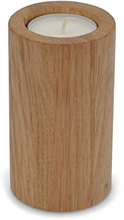 Natuhr Teelichthalter Tube - Kleiner Holz Teelichständer Eiche geölt für Teelichter Windlicht Tisch Holzdeko Tischdeko Geschenk Hochzeitstag Vintage rustikal skandinavisches Design Kerzen