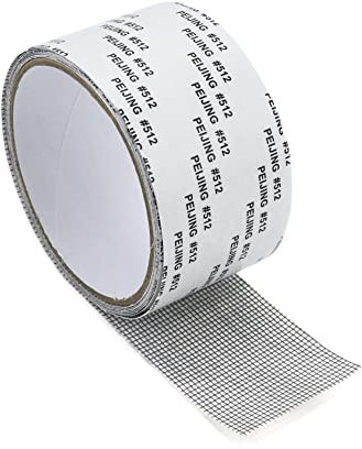 QWORK® Cinta para reparar mosquiteras, tejido de fibra de vidrio, repara agujeros y grietas, 200 * 5 cm, negro