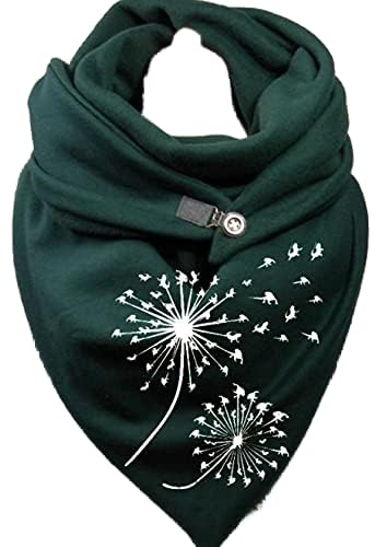 PTNKUIIY Damen Dreieckschal,Winter Warm Schal mit Knopf Vintage Elegant Lässige Winterschal Deckenschal Halstuch Scarf Weicher Wickel Großer Poncho Cape Herbstschal Dreieckstuch Lange Stola,Grün