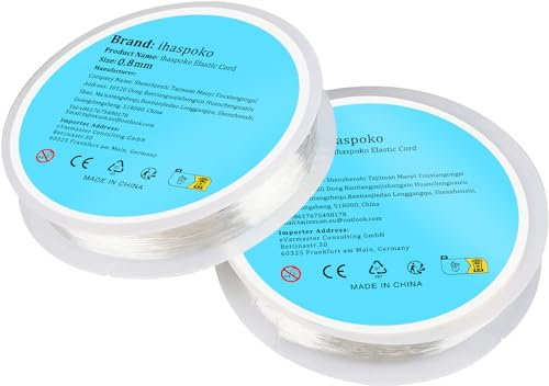 ihaspoko 2 Rolle 0.6mm 0.8mm Elastisch Schmuckfaden Gummifaden Transparent Faden für Perlenschmuck Armbänder Basteln, für die Herstellung von Schmuck verwendet