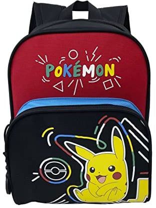 Pokemon- Kinderrucksack, Schulrucksack, Maße 30 cm, Pikachu, Schulmaterial, Rucksack, Schwarz, Offizielles Produkt (CyP Brands)