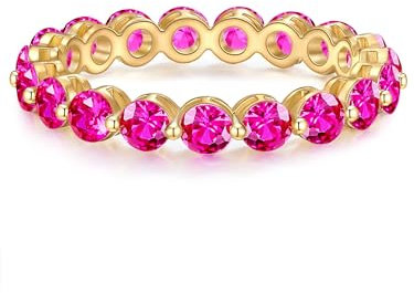 Yokoamii Damen Ring Metall-Legierung gelbvergoldet 14 Karat Glaskristall rosa Modeschmuckring