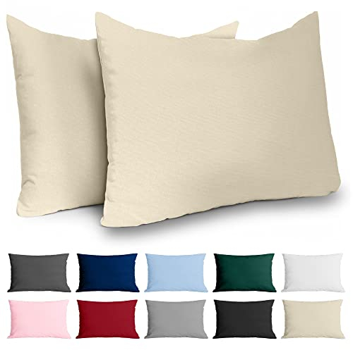 Dreamzie Kissenbezug 30x50 Renforcé Baumwolle (2er-Set) - Beige - Dicht gewebt mit 57 Fäden/cm² - Kissenbezug 50x30 - Oeko Tex Zertifiziert