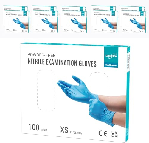 EUROPAPA® 1000x Nitrilhandschuhe Einweghandschuhe puderfrei Untersuchungshandschuhe EN455 EN374 latexfrei Einmalhandschuhe Handschuhe in Gr. S, M, L & XL verfügbar (Blau, XS)