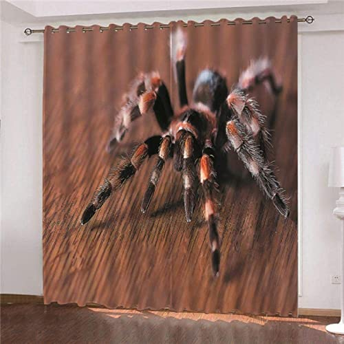 TEMLAN Große Spinne 2Er Set Verdunkelungsvorhang Braune Vogelspinne Vorhang Blickdicht Vorhänge für Wohnkultur für Zimmer/Büro Schlafzimmer (260 x 240 cm)