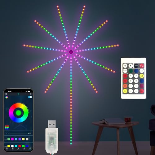 YATOSEEN Tirade Luz Led para Fuegos Artificiales, USB RGB IC, Tira de Luz de Color para el Hogar, Fiesta, Ambiente, Luz, Música, Sincronización, Iluminación Ambiental