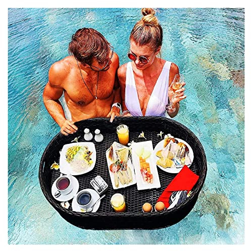 ABNNHK Luxuriöses schwimmendes Serviertablett, Pool-Tablett, schwimmendes Tablett für den Pool, großer schwimmender Spa-Whirlpool-Bar-Getränke- und Essenstisch, Erfrischungstablett für Po