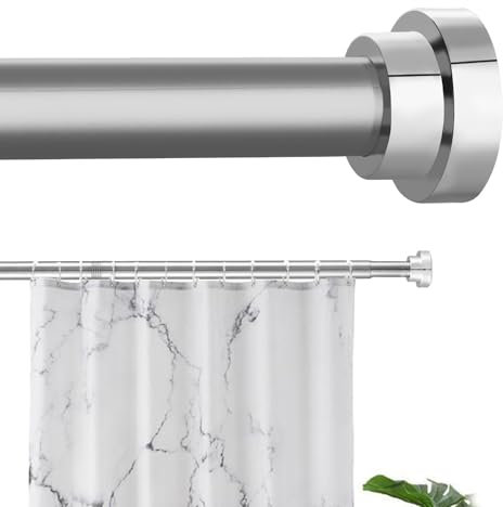 Tringle à rideau de douche extensible sans perçage 73-226 cm - Tringle à rideau extensible sans glissement - Tringle à ressort argentée de 25 mm - Pour salle de bain, porte, garde-robe