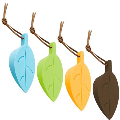 Thyonta 4PCS Food Grade Silicone Door Stopper Finger Guard Children's Cartoon Leaf Anti-Pinch Door Stopper Suitable for Home, Office (4 Colours)