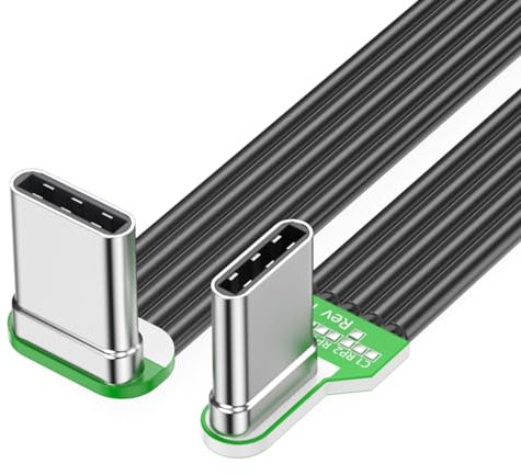 Bend USB C Flat Silicone Soft Wire Left And Right Angles 8 Length Option For Cameras And Electronics