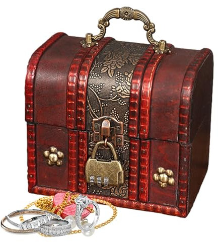 Boîte de rangement en bois avec couvercle | Boîte à bijoux en bois antique avec serrure | Organiseur de bureau, tampon en bois, organisateur rétro pour bureau à domicile, bijoux souvenirs