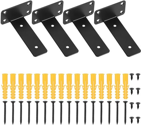4 Pz Staffe per Mensole Pesanti Nere, 125mm Supporti Mensola Reggi Mensola da Muro, Reggimensola Carichi Pesanti, Staffe a L, Supporto Angolari Staffa Mensola da Parete per Mensole in Legno