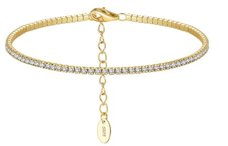 14K Gold plattiert Cubic Zirkonia Classic Tennis Armbänder für Frauen Schmuck Hochzeit Braut Jahrestag Geburtstag Geschenk Gold Armbänder,14k gold,White diamonds
