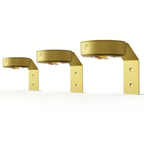 Starxing Kabellose Bildleuchte 3Pack, 2000mAh Wiederaufladbare Bilderleuchten, 16 RGB LED Licht Dimmbar, Dart Lampe Fernbedienung für Wanddekoration (Gold)