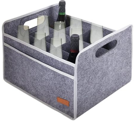 shpuuyy Tote de vin 12 Bouteilles, Sac fourre-Tout à vin - Épaissir Les Sacs à vin en Feutre pour Les Bouteilles voyagent | Boîte de Transport de bière Pliable pour Le Champagne d'alcool, la bière,