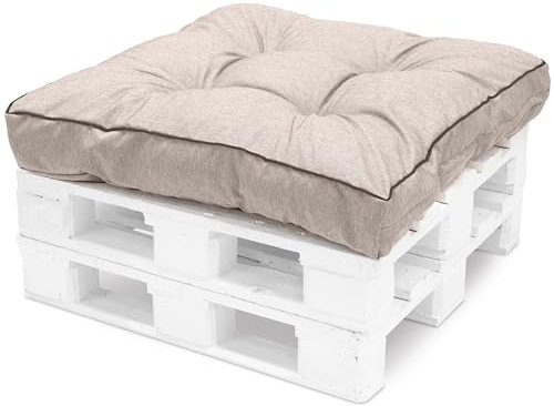 Spatium Cojines para Palets, Funda 100% Extraíble, Impermeable, Resistente a Los Rayos UV, para Exterior/Interior, Tapizado de palets (Cojín de Asiento 80x80, Beige)