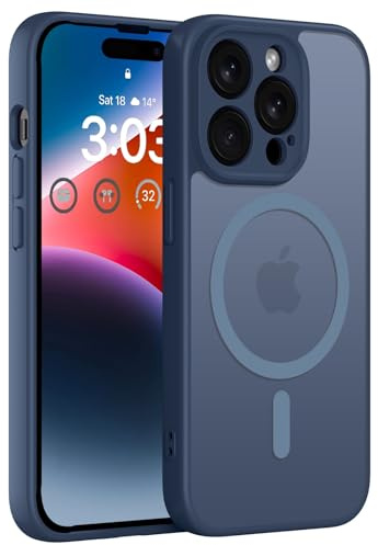 ORDA für iPhone 14 Pro Hülle, Kompatibel mit MagSafe, Dunkel Blau | Vollständiger Kameraschutz, Stoßfest Kratzfest Haltbarkeit, Transluzente Rückseite, Matt Magnetische Handyhülle
