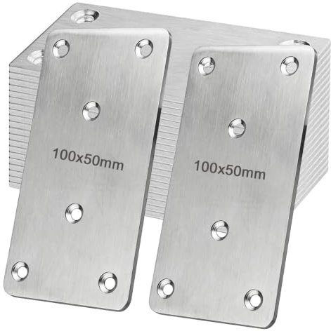 WYIPOLZI 20PCS Flat Jointing Plate 100x50mm Straight Mending Plates Stainless Steel Support Flat Bracket for Repairing and Fixing Furniture (Silver)