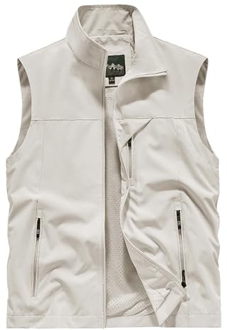 Vanchenl, Gilet Utile da Uomo, per Caccia, Fotografia, Tiro, Safari, Militare, Cargo, Camouflage, Escursionismo, Estivo, Traspirante, a Maniche Corte, con Tasche, per Viaggi, Campeggio, Angeli