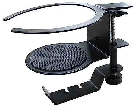 MAGICLULU Rotatable Water Cup Holder Headset Clamp No Drill Desk Edge Cup Carrier