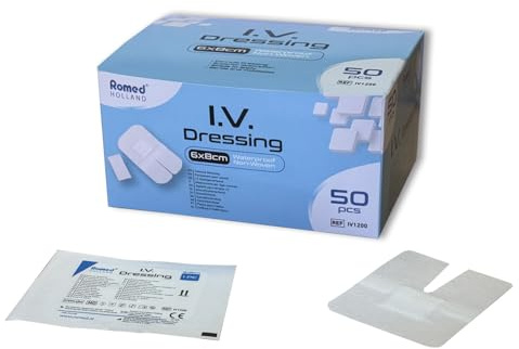 Romed I.V. Kanülenverband, 6 x 8 cm, 24 x 50 Stück, steril, wasserfest, Vlies